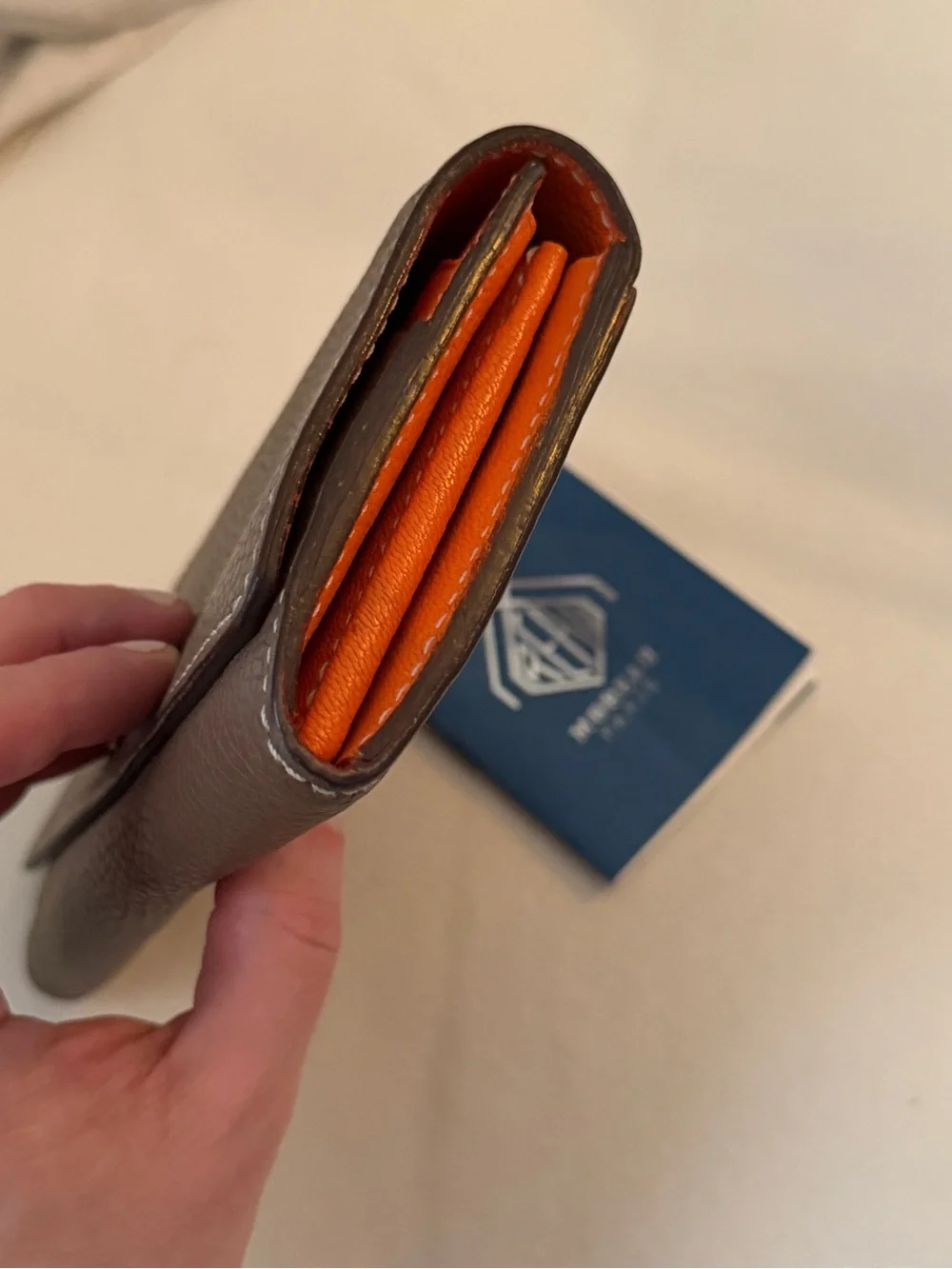 Moreau Paris Orange and Brown Leather Wallet